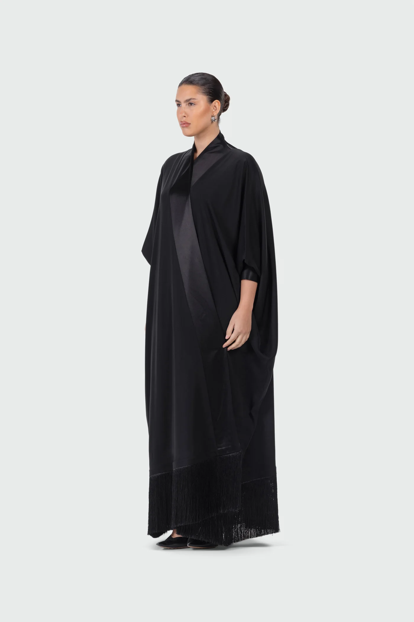 Draped Fringe Maxi Abaya